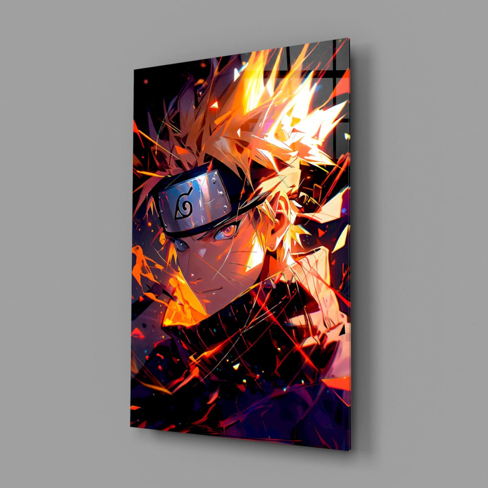 Designer-collection anime panel anchoring a gaming room wall