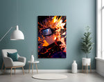 Naruto Flame artwork styled in a creative loft interior