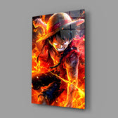 Designer-collection anime panel anchoring a gaming room wall