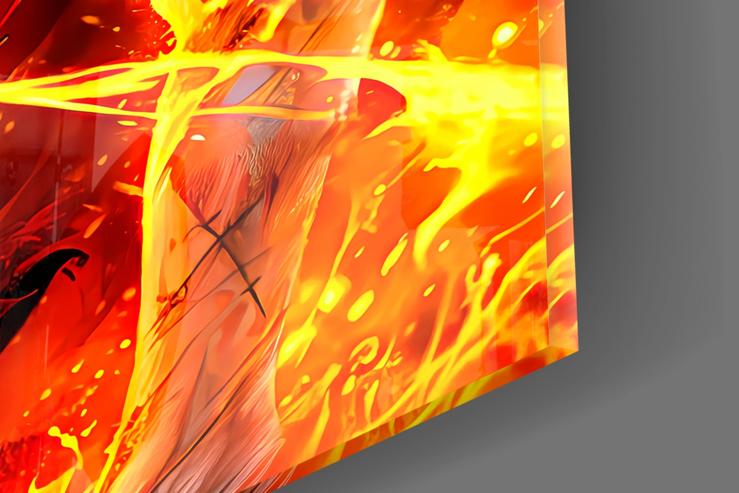 Luffy Fiery Fist Glass Wall Art || Designer Collection