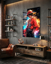 Luffy Mysterious Power Glass Wall Art || Designer Collection - Lifestyle preview in a designer interior