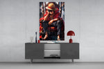 Luffy Throne glass wall art catching light to reveal its cinematic shadow