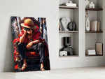 Anime panel against a moody dark-painted accent wall