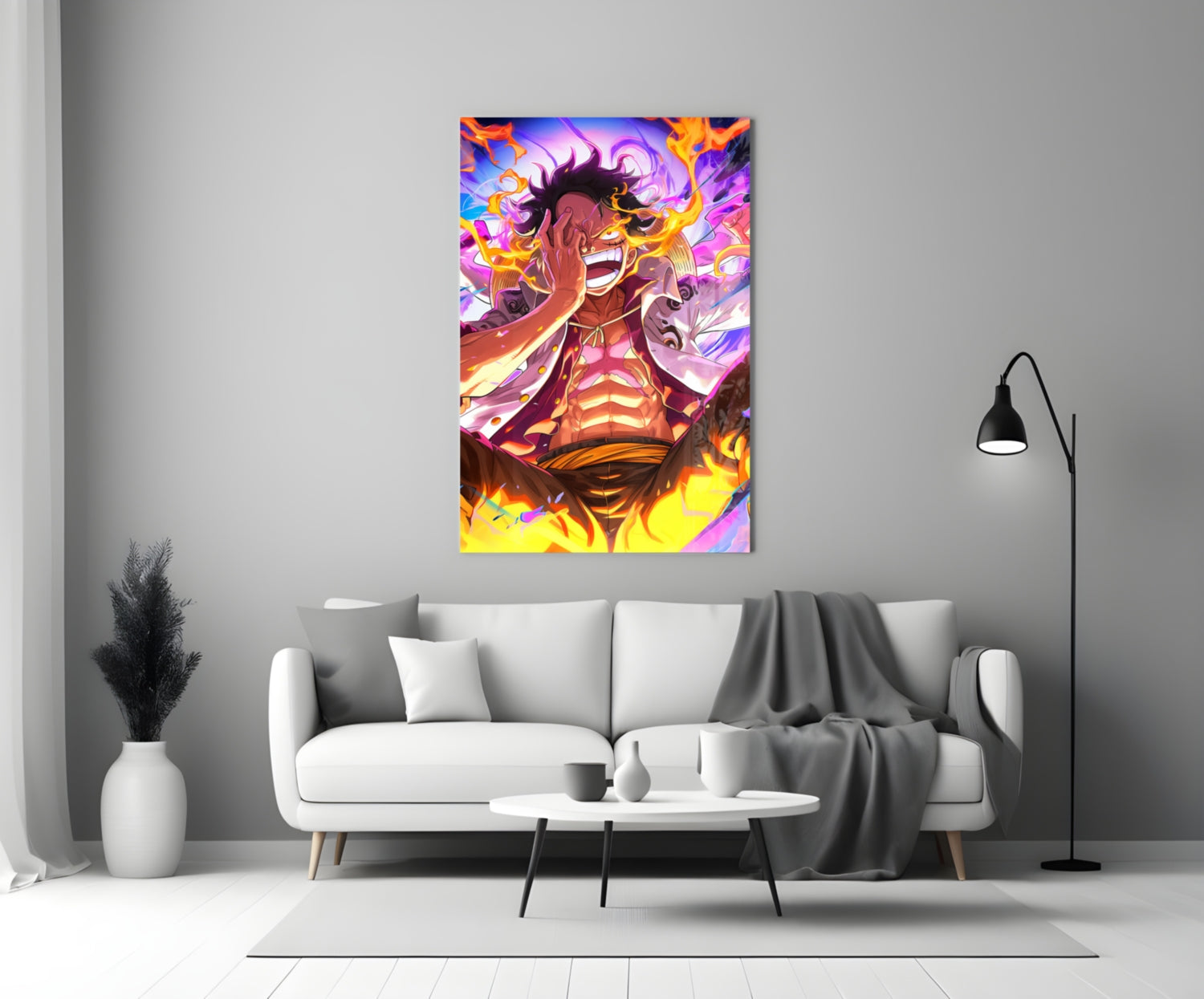 Luffy Flame of Joy Glass Wall Art || Designer Collection