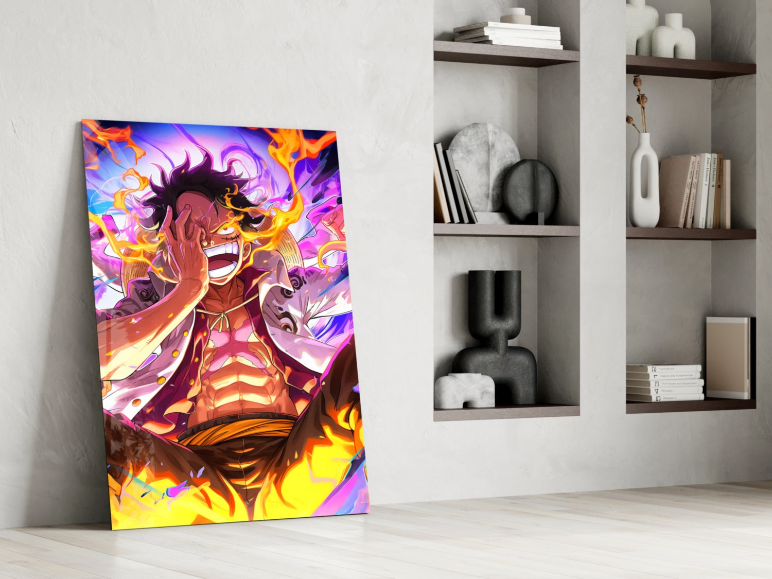 Luffy Flame of Joy Glass Wall Art || Designer Collection