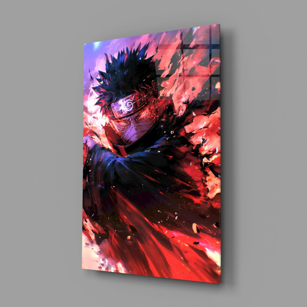 Designer-collection anime panel anchoring a gaming room wall