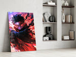 Anime panel against a moody dark-painted accent wall