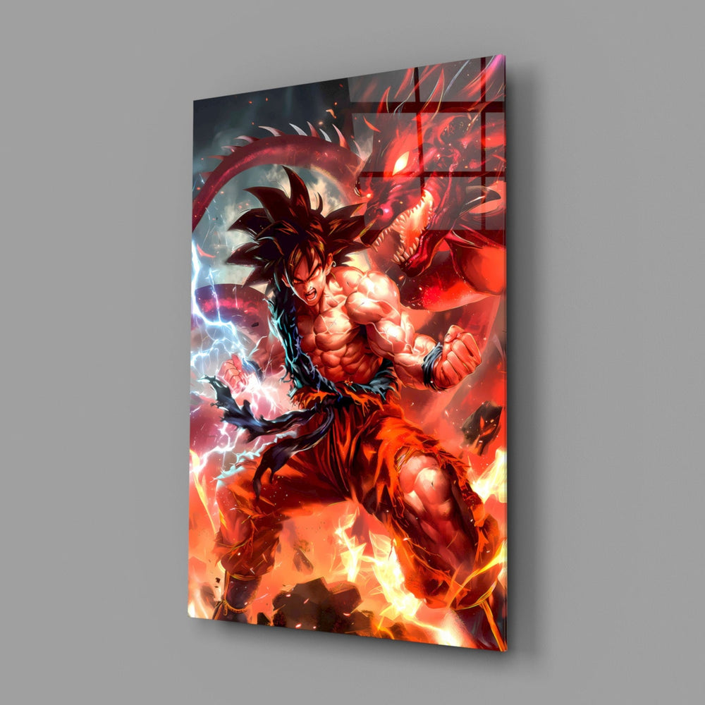 Designer-collection anime panel anchoring a gaming room wall