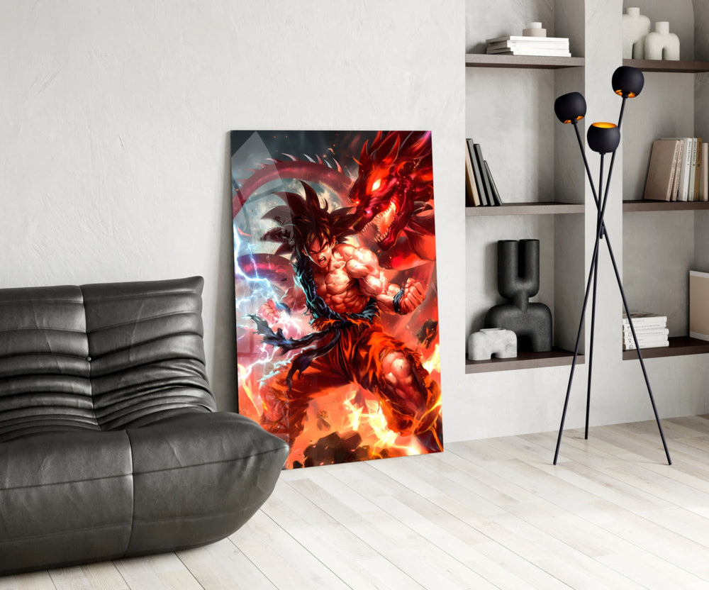 Anime glass print bringing Saiyan edge to a man cave