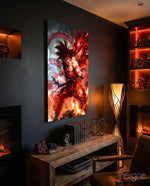 Goku Dragon Power Glass Wall Art || Designer Collection - Lifestyle preview in a designer interior