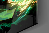Designer-collection artwork in a manga-leaning home interior