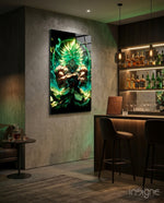 Legendary Super Saiyan Broly Glass Wall Art || Designer Collection - Lifestyle preview in a designer interior