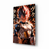 Vegeta Saiyan Prince anime glass wall art in a modern teen's bedroom