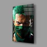 Designer-collection anime panel anchoring a gaming room wall
