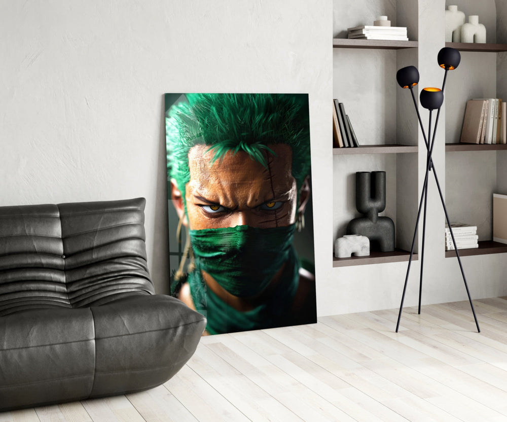 Anime glass print bringing swordsman edge to a man cave