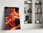 Anime panel against a moody dark-painted accent wall