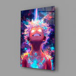 Designer-collection anime panel anchoring a gaming room wall