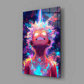 Designer-collection anime panel anchoring a gaming room wall