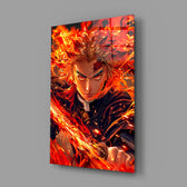 Designer-collection anime panel anchoring a gaming room wall