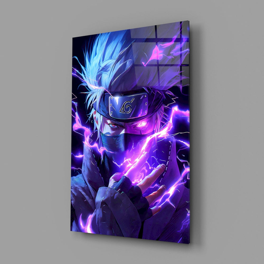 Designer-collection anime panel anchoring a gaming room wall