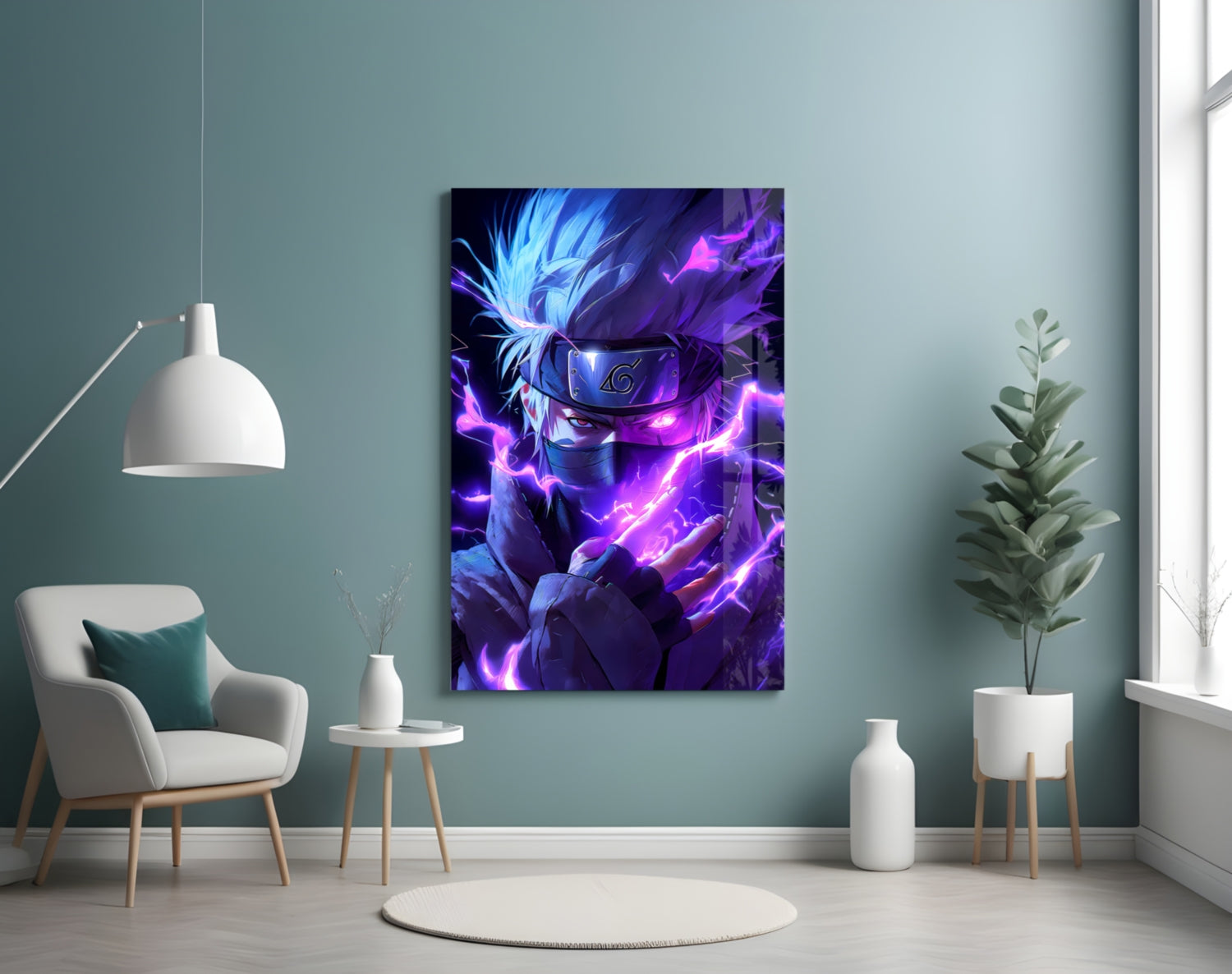 Lightning Kakashi Hatake Glass Wall Art || Designer Collection