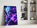 Anime panel against a moody dark-painted accent wall