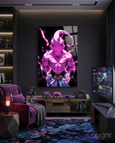 Pure Evil Kid Buu Glass Wall Art || Designer Collection - Lifestyle preview in a designer interior