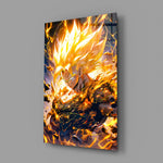 Designer-collection anime panel anchoring a gaming room wall