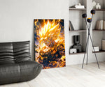 Anime glass print bringing Saiyan edge to a man cave