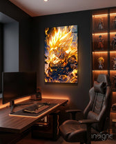 Super Saiyan Gohan Glass Wall Art || Designer Collection - Lifestyle preview in a designer interior