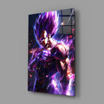Designer-collection anime panel anchoring a gaming room wall