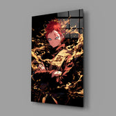 Designer-collection anime panel anchoring a gaming room wall