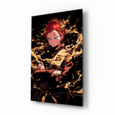 Sand King Gaara anime glass wall art in a modern teen's bedroom