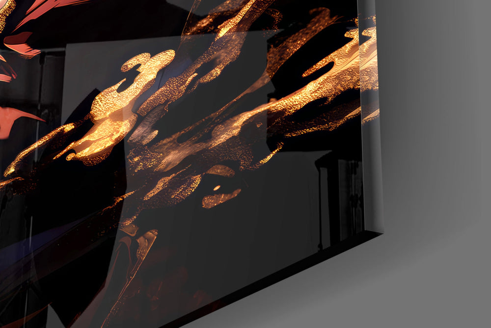 Designer-collection artwork in a manga-leaning home interior