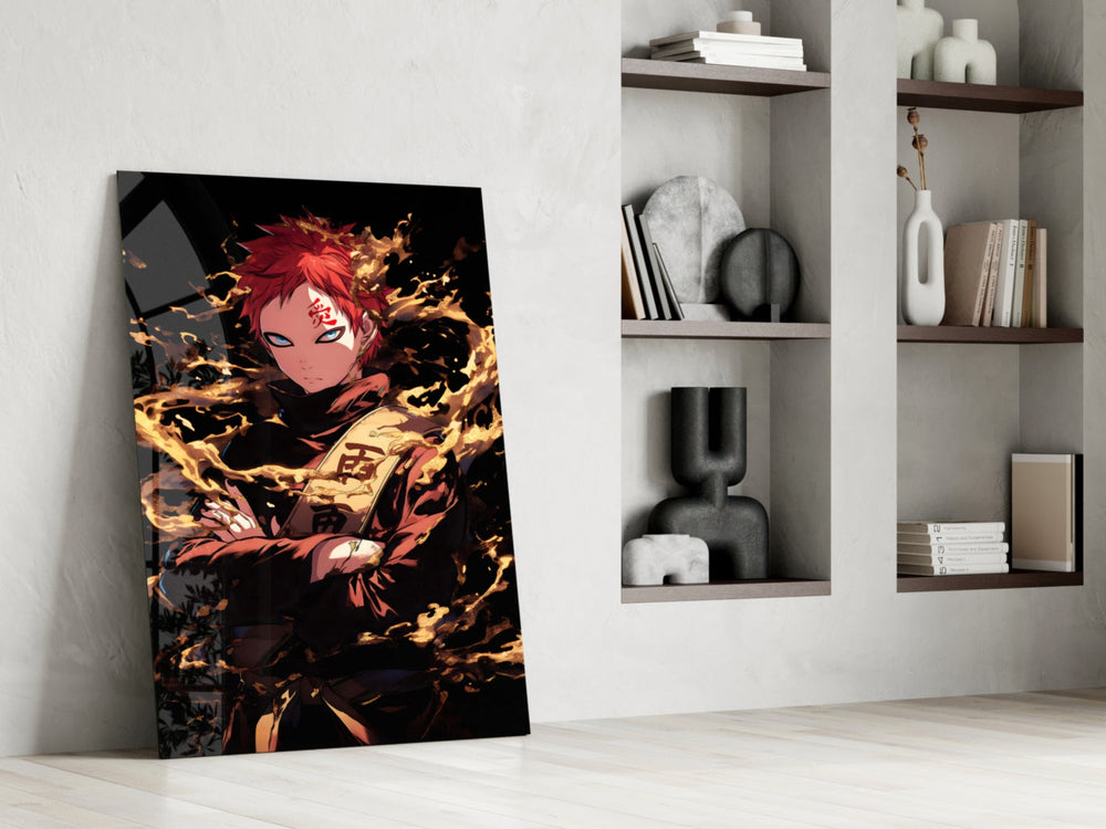 Anime panel against a moody dark-painted accent wall