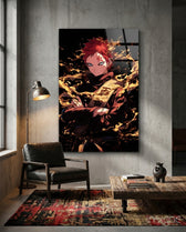 Sand King Gaara Glass Wall Art || Designer Collection - Lifestyle preview in a designer interior
