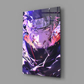 Designer-collection anime panel anchoring a gaming room wall