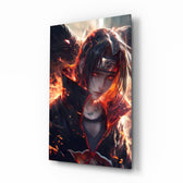 Itachi Susanoo Shadow anime glass wall art in a modern teen's bedroom
