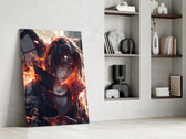 Anime panel against a moody dark-painted accent wall
