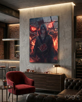 Akatsuki Itachi Glass Wall Art || Designer Collection - Lifestyle preview in a designer interior