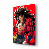 Super Saiyan 4 Goku anime glass wall art in a modern teen's bedroom