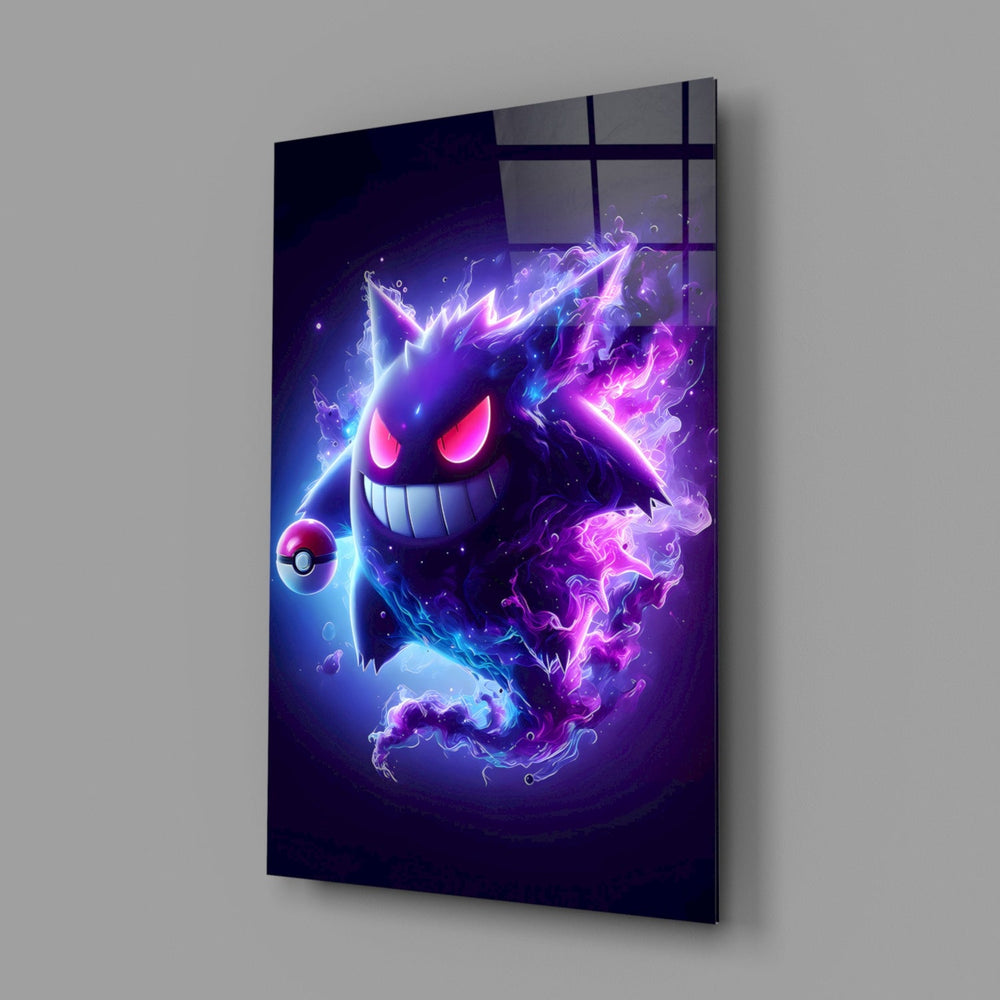 Designer-collection anime panel anchoring a gaming room wall