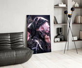 Dark-fantasy glass print bringing gothic edge to a man cave