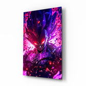 Furious Vegeta anime glass wall art in a modern teen's bedroom