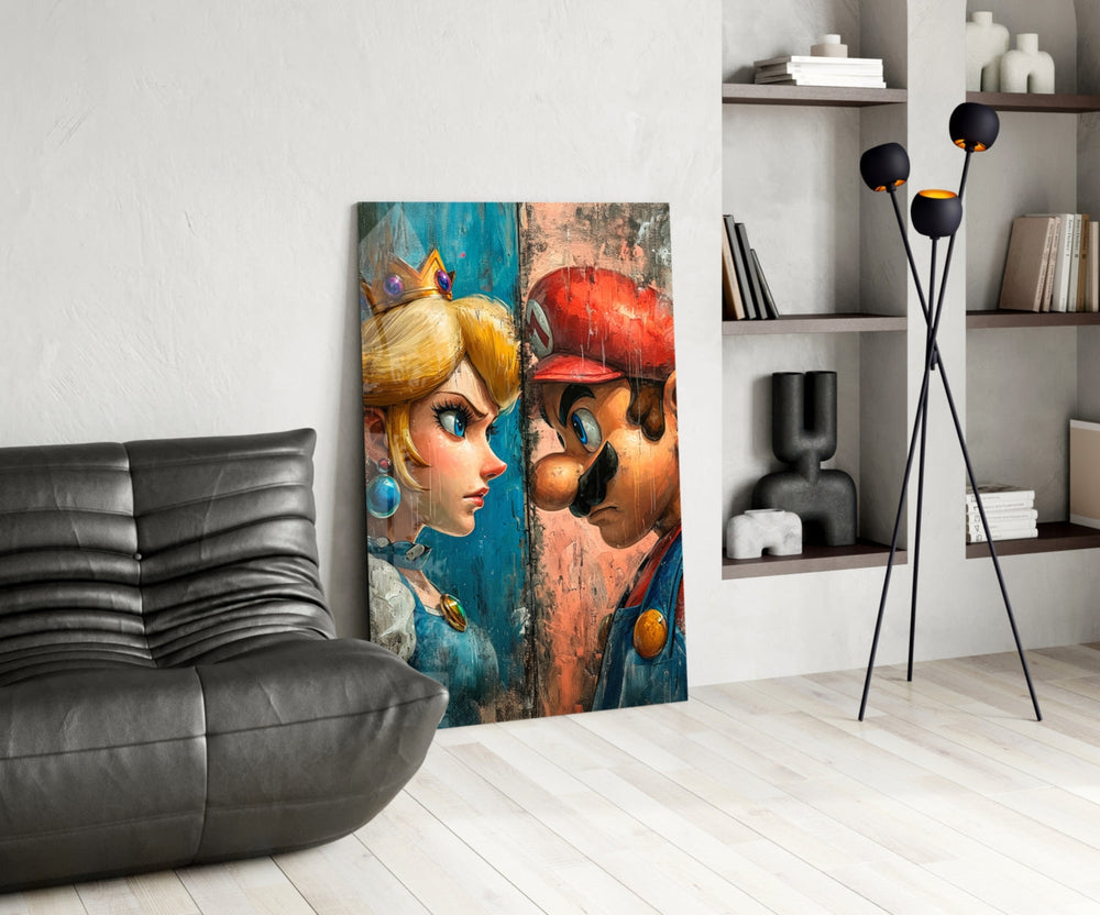 Nintendo glass print bringing cartoon-luxury edge to a gamer's lounge