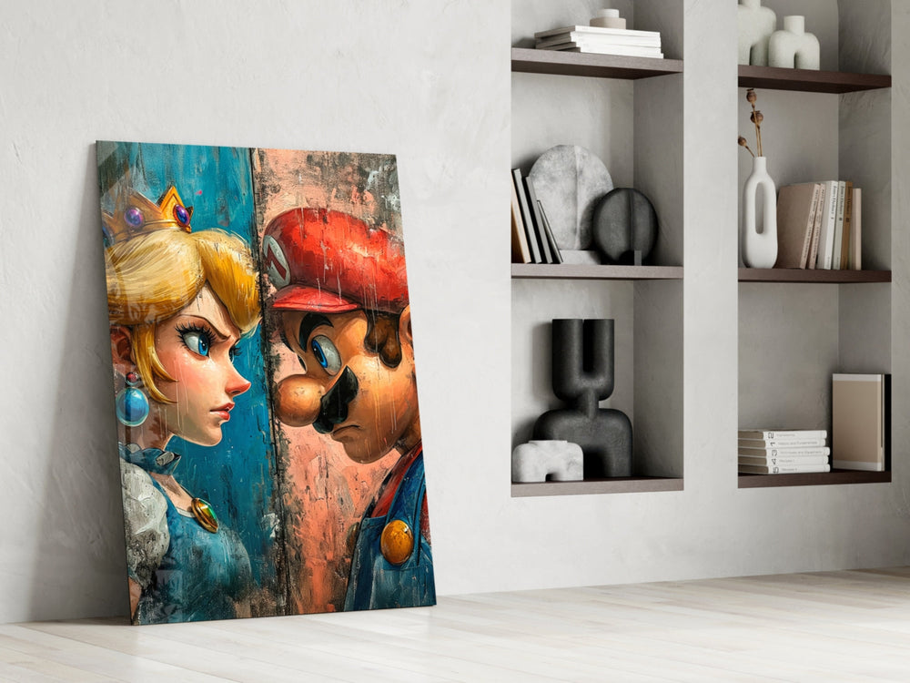 Mario panel against a moody dark-painted accent wall