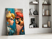 Mario panel against a moody dark-painted accent wall