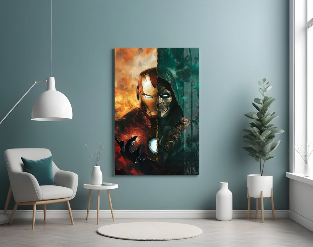 Marvel duel artwork styled in a creative loft interior