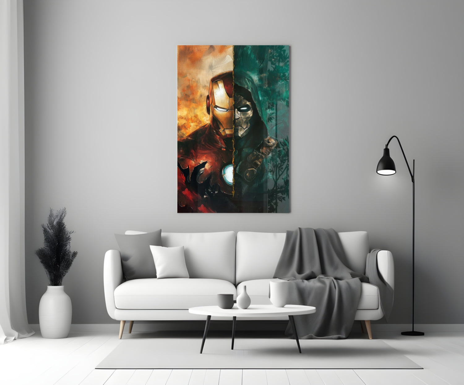 Iron Man and Doctor Doom: A War of Opposites Glass Wall Art || Designer Collection