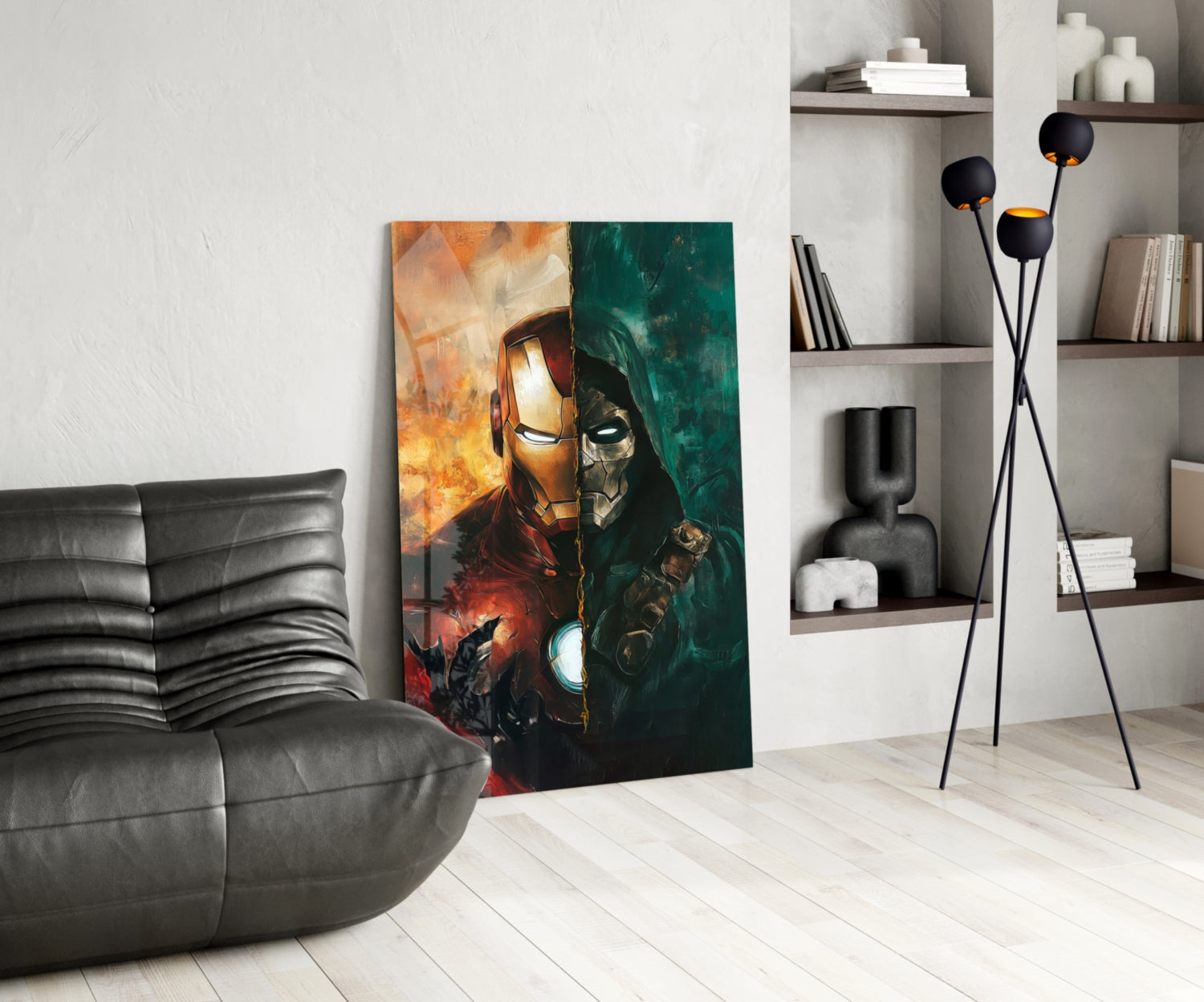 Iron Man and Doctor Doom: A War of Opposites Glass Wall Art || Designer Collection